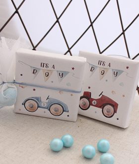 Μπομπονιέρα καδράκι καμβάς αυτοκινητάκι