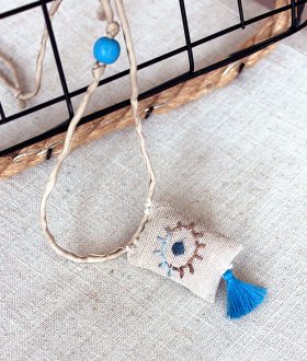 Κολιέ boho μάτι κέντημα